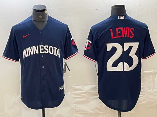 Men%27s Minnesota Twins #23 Royce Lewis Navy Cool Base Stitched Baseball Jersey